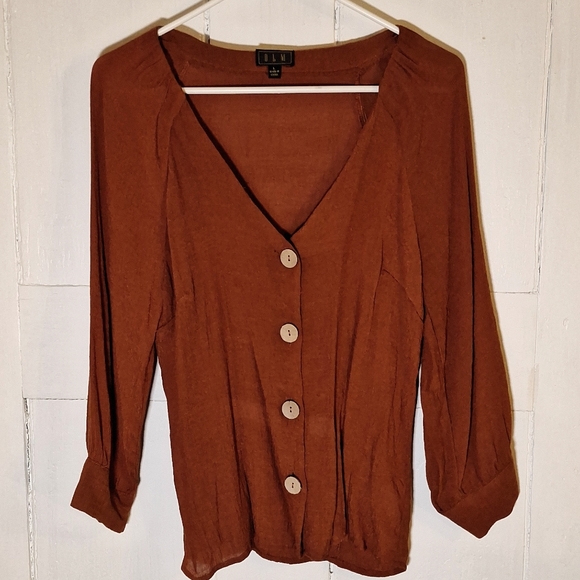 Rust button down blouse - Picture 1 of 4